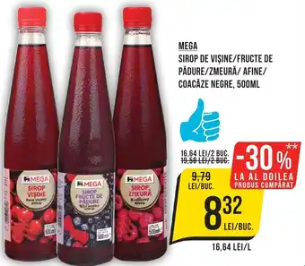 Mega Image MEGA SIROP DE VIŞINE/FRUCTE DE PĂDURE/ZMEURĂ/ AFINE/ COACĂZE NEGRE, 500ML Ofertă