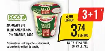 Mega Image NAPOLACT BIO IAURT SMÂNTÂNOS, 10% GRĂSIME, 140G Ofertă