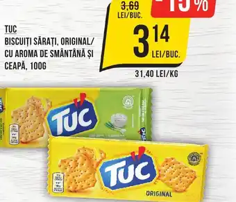 Mega Image TUC BISCUIȚI SĂRAȚI, ORIGINAL/ CU AROMA DE SMÂNTÂNĂ ŞI CEAPĂ, 100G Ofertă