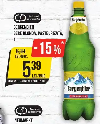 BERGENBIER BERE BLONDĂ, PASTEURIZATĂ, 1L