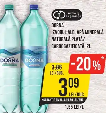 Mega Image DORNA IZVORUL ALB, APĂ MINERALĂ NATURALĂ PLATĂ/ CARBOGAZIFICATĂ, 2L Ofertă