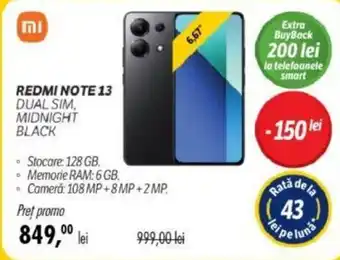 Flanco REDMI NOTE 13 DUAL SIM, MIDNIGHT BLACK Ofertă