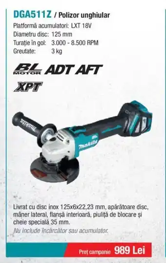 Makita DGA511Z / Polizor unghiular Ofertă