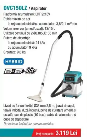 Makita DVC150LZ/Aspirator Ofertă
