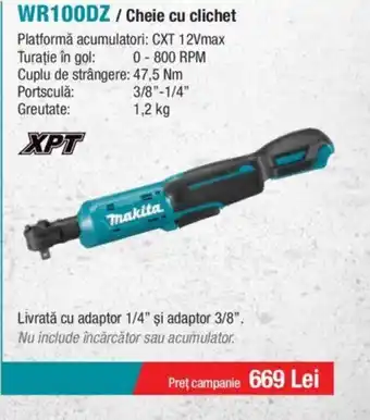 Makita WR100DZ/Cheie cu clichet Ofertă