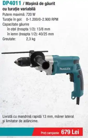 DP4011 / Mașină de găurit cu turație variabilă