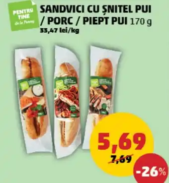 Penny SANDVICI CU SNITEL PUI / PORC / PIEPT PUI Ofertă