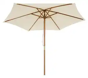 Favi Outsunny Umbrelă de Soare pentru Grădină cu Suport din Lemn, Design Elegant, 2.5x2.5m, Crem, Protecție UV | Aosom Romania Ofertă