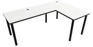 Favi Birou pe colt LOOK N, 200/135x73-76x65, alb/picioare negre, dreapta Ofertă