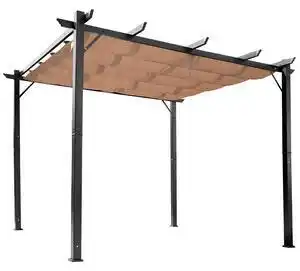 Outsunny Foisor Pergola de Gradina 3X4m Prelata Culisanta in Poliester Impermeabil si Schelet in Aluminiu
