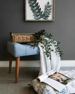 Favi Taburet New Cool, albastru deschis, stofa/lemn, 58x40x45 cm Ofertă