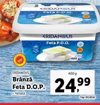 Lidl ERIDANOUS Brânză Feta D.O.P. Ofertă