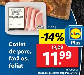 Lidl Cotlet de porc, fără os, feliat Ofertă