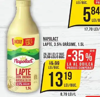Mega Image NAPOLACT LAPTE, 3.5% GRĂSIME, 1.5L Ofertă