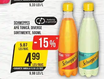 Mega Image SCHWEPPES APĂ TONICĂ, DIVERSE SORTIMENTE, 500ML Ofertă