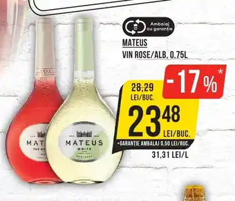Mega Image MATEUS VIN ROSE/ALB, 0.75L Ofertă