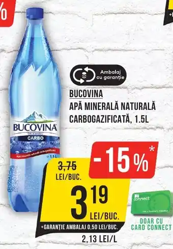 Mega Image BUCOVINA APĂ MINERALĂ NATURALĂ CARBOGAZIFICATĂ, 1.5L Ofertă