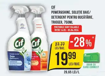 Mega Image CIF POWER&SHINE, SOLUȚIE BAIE/ DETERGENT PENTRU BUCĂTĂRIE, TRIGGER, 750ML Ofertă