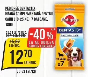 Mega Image PEDIGREE DENTASTIX HRANĂ COMPLEMENTARĂ PENTRU CÂINI (10-25 KG), 7 BATOANE, 180G Ofertă