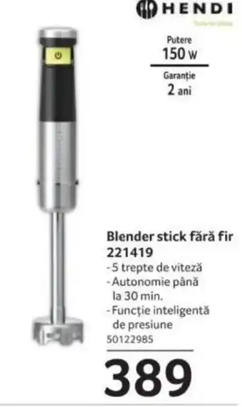 Selgros Blender stick fără fir 221419 Ofertă