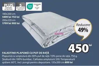 JYSK FALKETIND PLAPUMĂ CU PUF DE RAȚĂ Ofertă