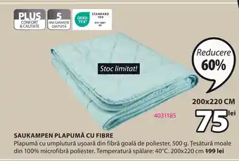 JYSK SAUKAMPEN PLAPUMĂ CU FIBRE Ofertă