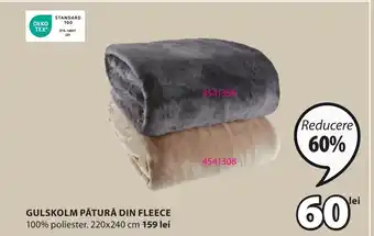 JYSK GULSKOLM PĂTURĂ DIN FLEECE Ofertă