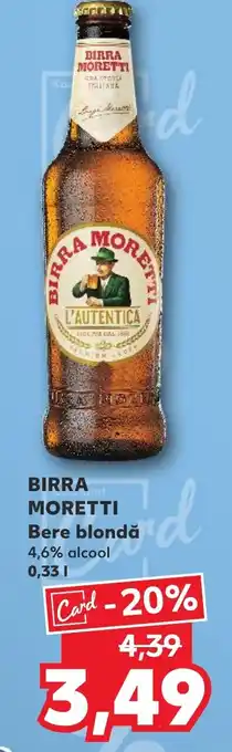 Kaufland BIRRA MORETTI Bere blondă 0.33L Ofertă