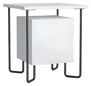 Favi HOMCOM Noptieră Modernă cu Dulap și Poliță Design Scandinav Picioare Metalice Alb pentru Dormitor | Aosom Romania Ofertă