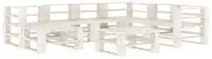 Favi Set mobilier grădină din paleți,alb, 8 piese, lemn Ofertă