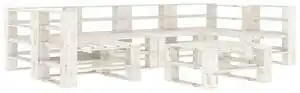 Favi Set mobilier de grădină din paleți, 7 piese, alb, lemn Ofertă