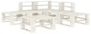 Favi Set mobilier de grădină din paleți, 6 piese, alb, lemn Ofertă