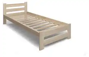 Favi Pat din lemn masiv HEUREKA + somiera GRATUIT, 90x200, natural lac Ofertă