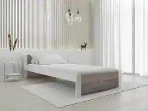 Favi Pat de o persoana stejar alb/trufa, IKAROS 90 x 200 cm Saltele: fără saltea, Somiera pat: Fara somiera Ofertă