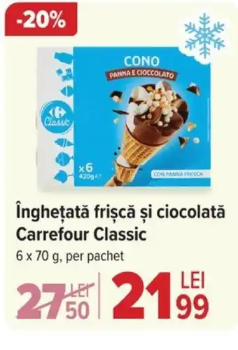 Carrefour îngheţată frișcă și ciocolată Carrefour Classic Ofertă
