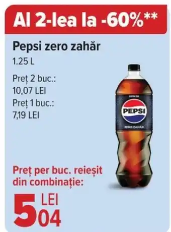 Carrefour Pepsi zero zahăr 1.25L Ofertă