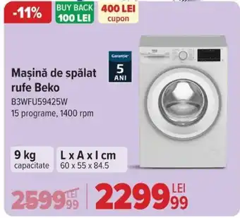 Carrefour Maşină de spălat rufe Beko B3WFU59425W Ofertă