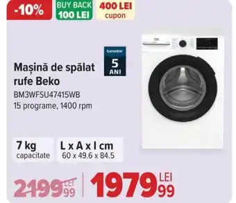 Carrefour Maşină de spălat rufe Beko BM3WFSU47415WB Ofertă
