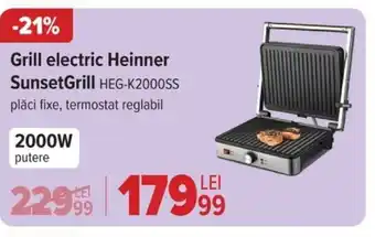 Carrefour Grill electric Heinner SunsetGrill HEG-K2000SS Ofertă