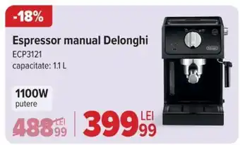 Carrefour Espressor manual Delonghi ECP3121 Ofertă