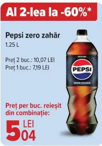 Carrefour Pepsi zero zahăr 1.25L Ofertă