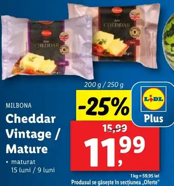 Lidl MILBONA Cheddar Vintage / Mature Ofertă