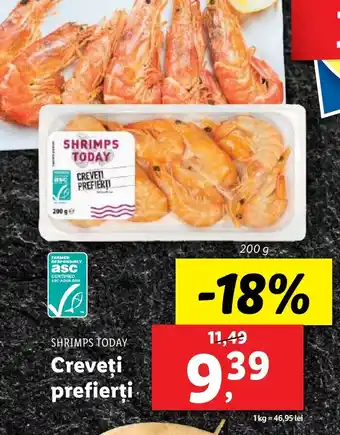 Lidl SHRIMPS TODAY Creveţi prefierţi Ofertă