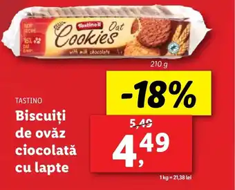 Lidl TASTINO Biscuiţi de ovăz ciocolată cu lapte Ofertă