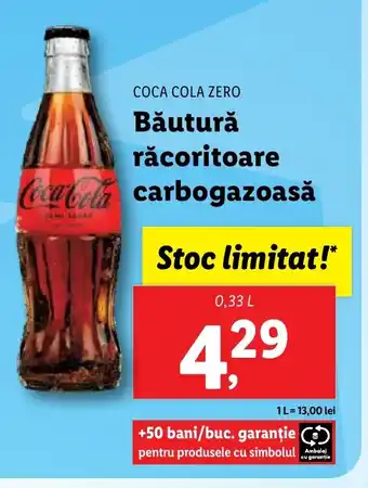 Lidl COCA COLA ZERO Băutură răcoritoare carbogazoasă 0.33L Ofertă