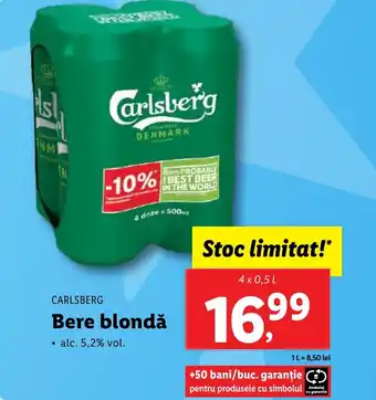 Lidl CARLSBERG Bere blondǎ Ofertă