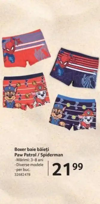 Selgros Boxer baie băieți Paw Patrol/Spiderman Ofertă