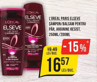 L'OREAL PARIS ELSEVE ŞAMPON/BALSAM PENTRU PÅR, ARGININE RESIST, 250ML/200ML