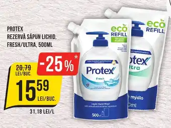 Mega Image PROTEX REZERVĂ SĂPUN LICHID, FRESH/ULTRA, 500ML Ofertă