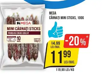 Mega Image MEGA CÂRNAŢI MINI STICKS, 100G Ofertă